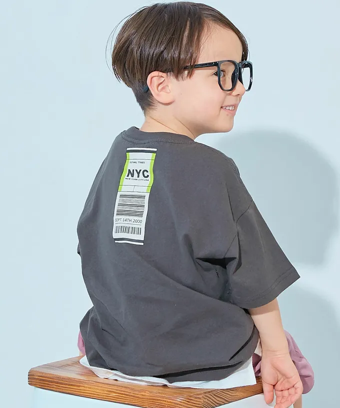 日本 devirock - 100%棉 定番印花短袖上衣-冰淇淋蘇打-摩登紫