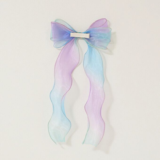 日本 Lycee mine - 夢幻極光緞帶髮夾-黃粉系