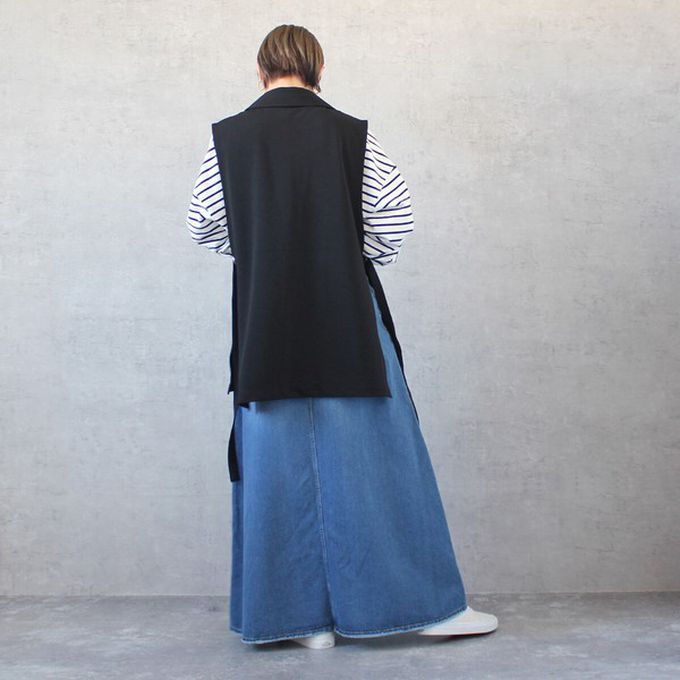 日本女裝代購 - 經典厚磅A字牛仔長裙(高個媽咪推薦)-丹寧藍