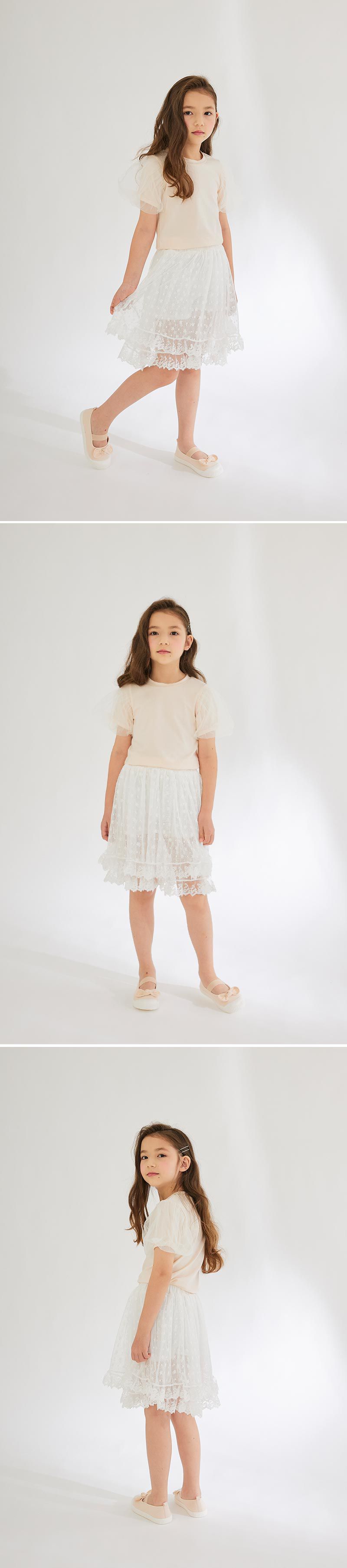 韓國 OZKIZ - 迷人蕾絲鬆緊腰褲裙-白