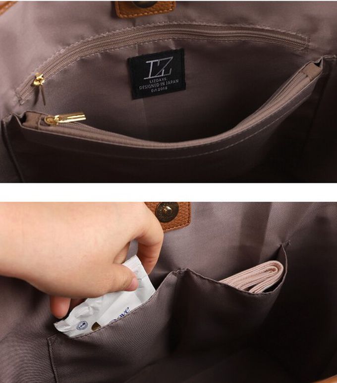 日本 LIZDAYS - 2WAY大開口優雅皮革感手提/側背包-焦糖橘 (42x28cm)