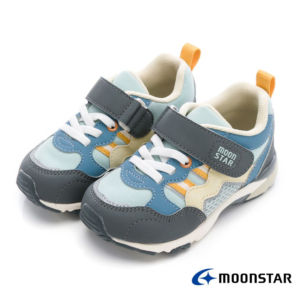 日本Moonstar月星頂級童鞋-3E寬楦HI系列2355HI1(中小童段)-機能鞋-灰藍綠-15~21cm
