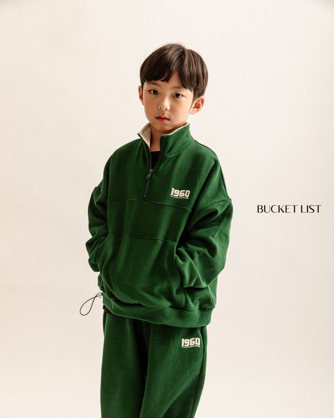 韓國 BUCKET LIST - 1960拉鏈領運動大學T-燕麥