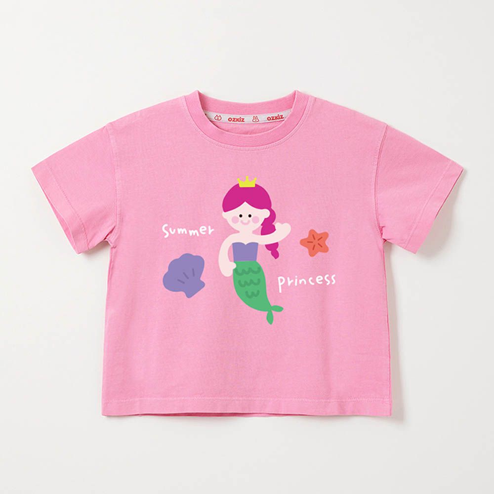 100%澳洲棉純粹呼吸短袖上衣-公主美人魚-粉紅