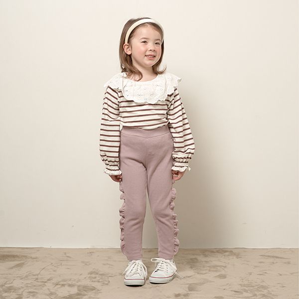 日本 Lycee mine - Anywhere系列 側面荷葉邊9分褲-水藍