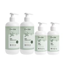 丹麥德瑪Derma - 洗護家庭號量販組(免運)-沐浴露500ml*2+護膚霜250ml*2