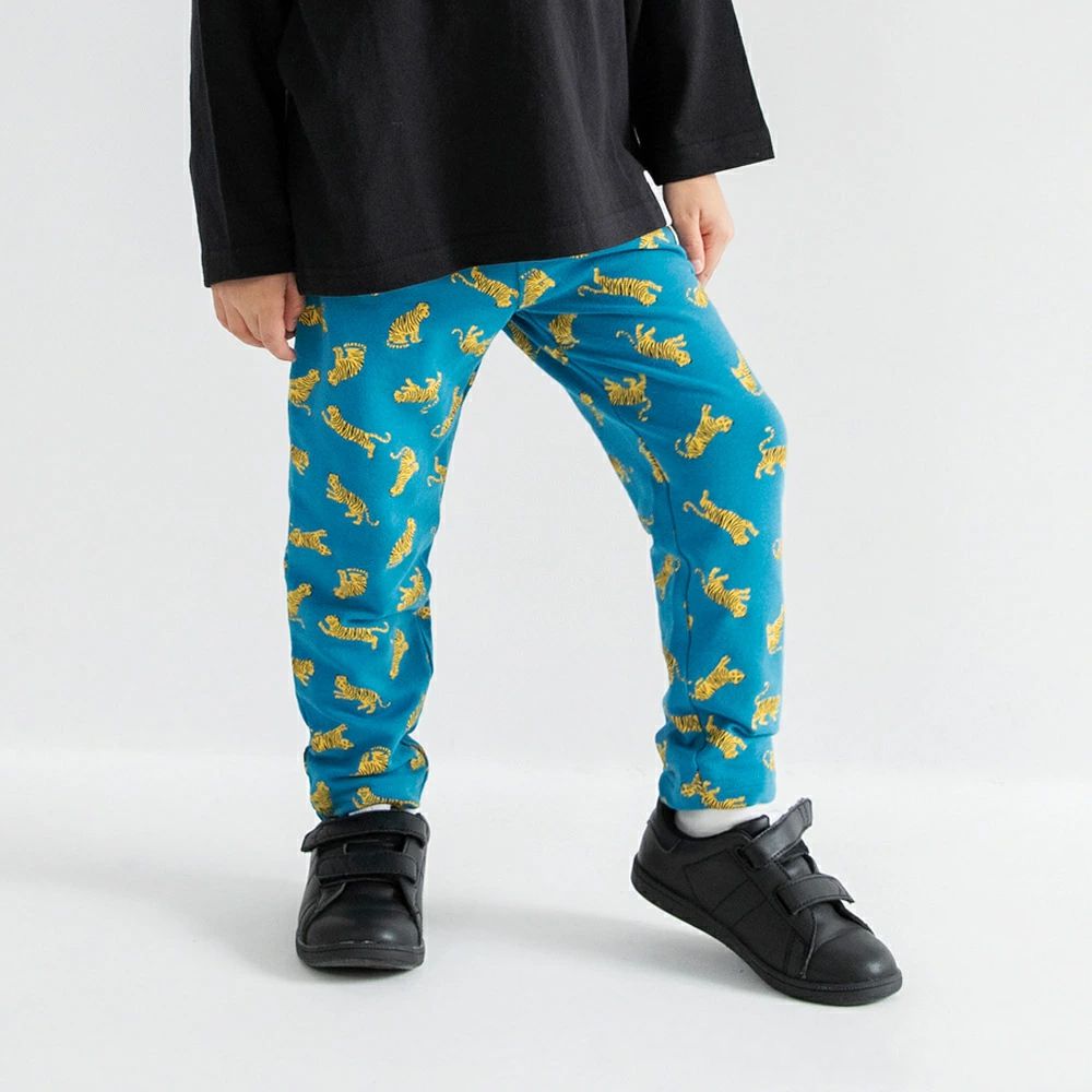 定番超彈力百搭長褲-老虎-土耳其藍