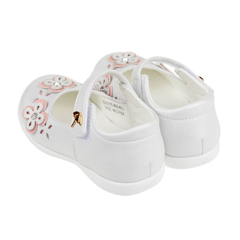 Arnold Palmer 雨傘牌 - 立體小花銀白色寶寶公主鞋