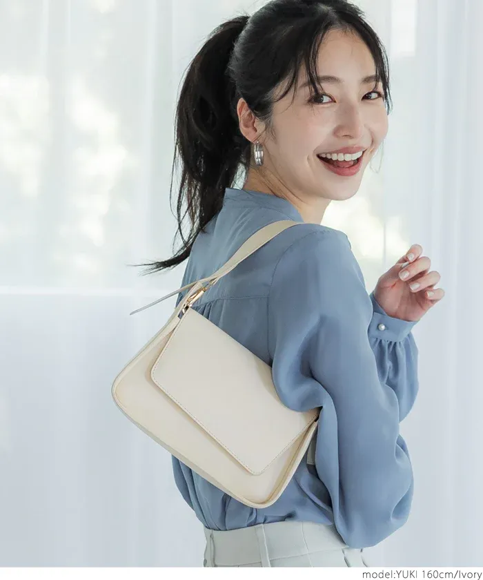 日本 COCA - 氣質方形皮革腋下包-米杏