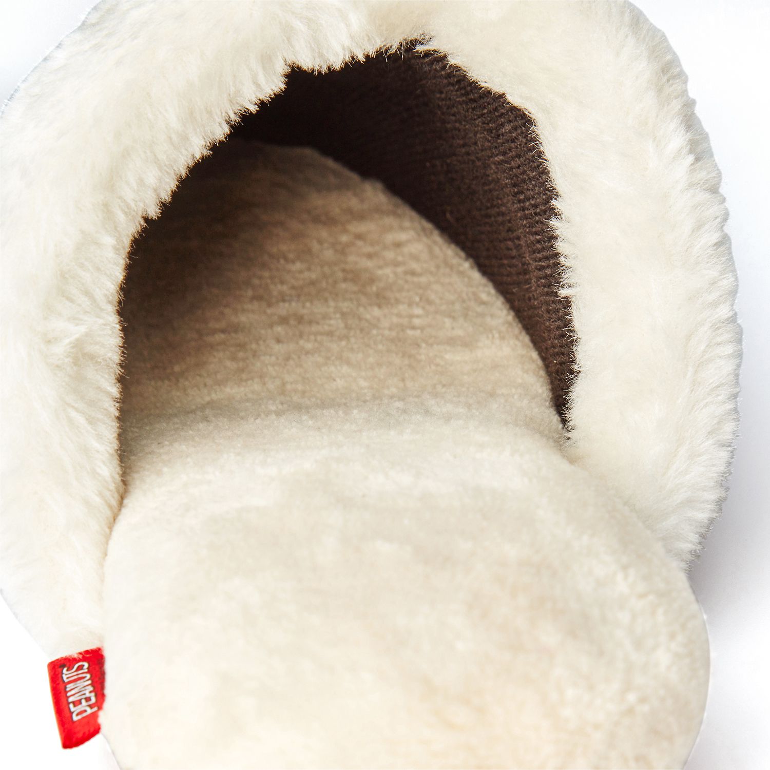 日本千趣會 - 史努比 毛絨絨拼接室內拖-紅格紋 (22-24cm)