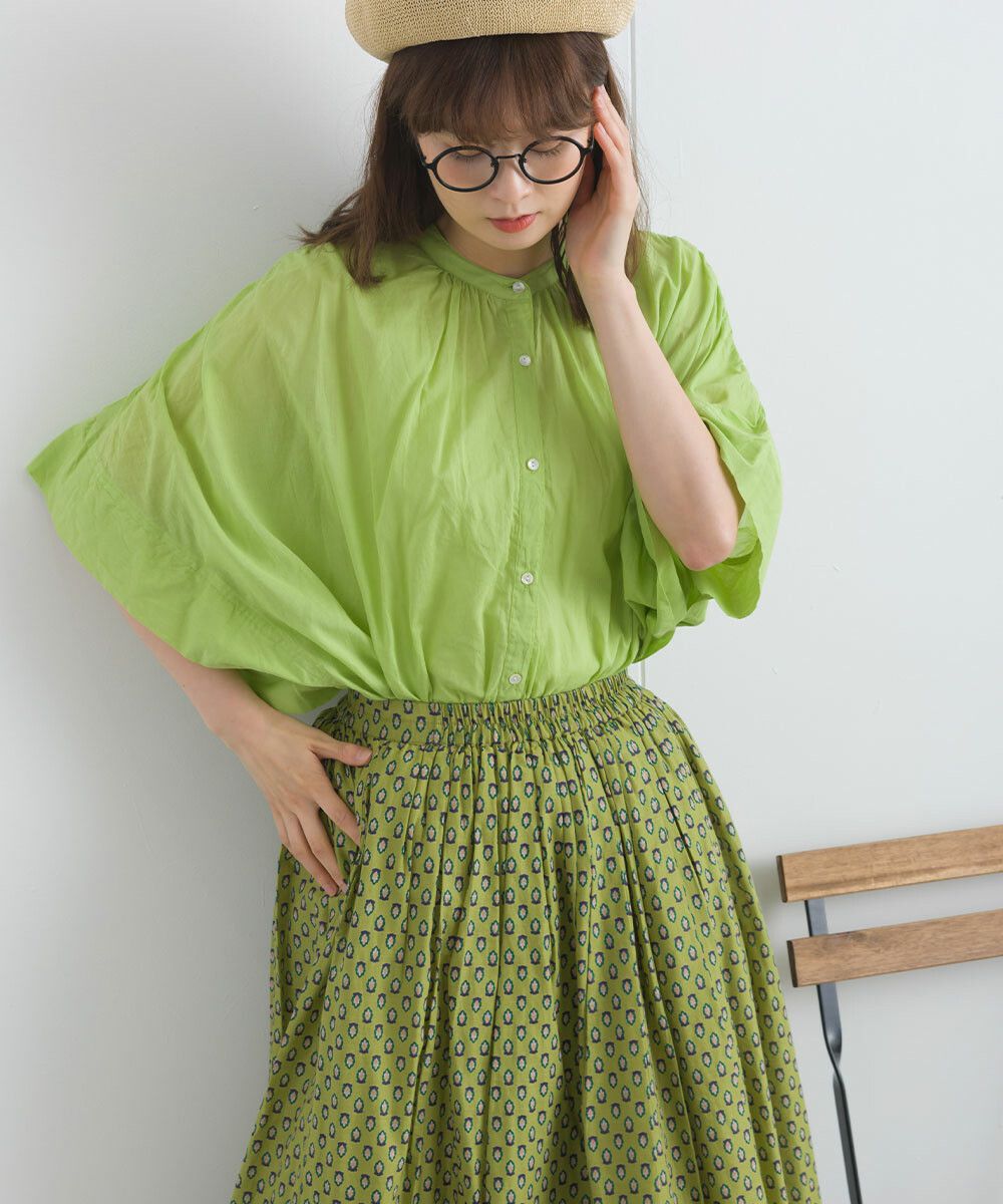 日本女裝代購 - 100%印度棉 質感百搭落肩短袖襯衫-經典黑