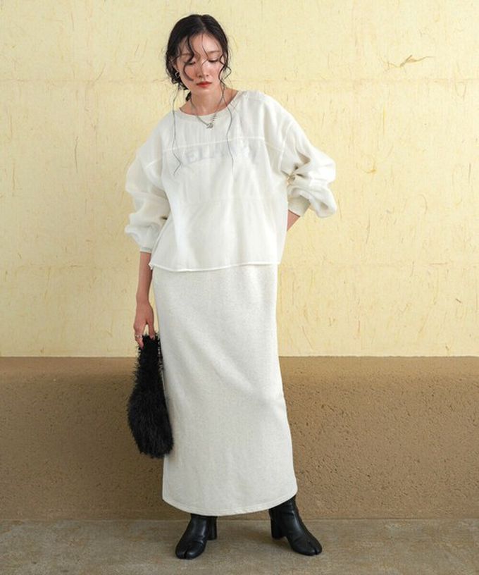 日本 Bab - [穿搭上手]薄紗層次運動風長袖洋裝-灰白