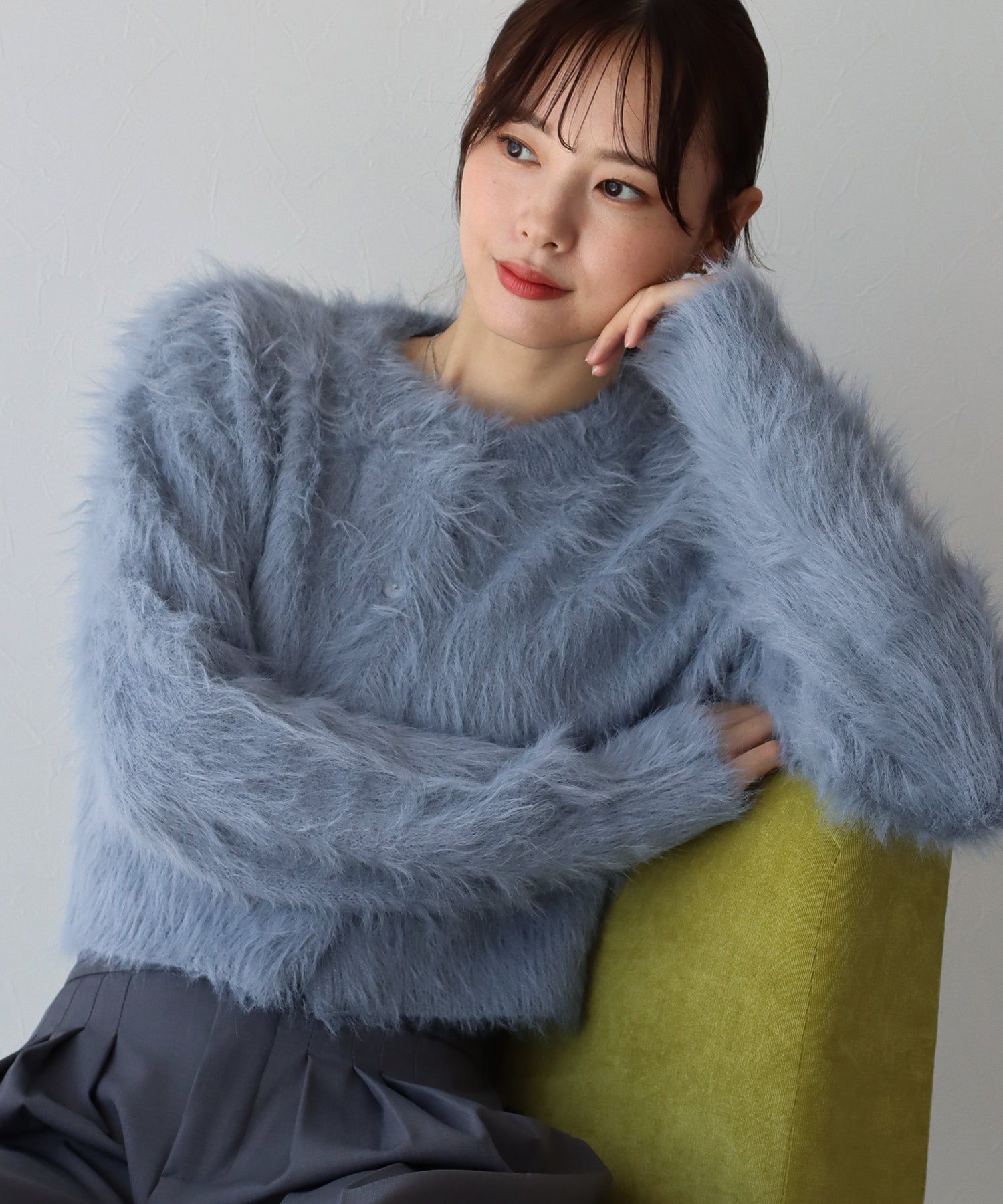 日本 BLUE EAST - 時尚毛絨感長袖外套-深灰