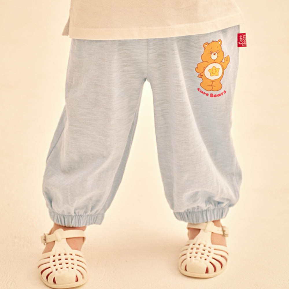 聯名款鬆緊腰星星熊純棉防蚊長褲-淺藍