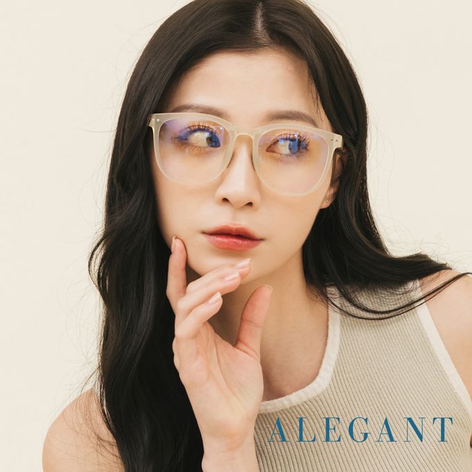 ALEGANT - 樂讀時尚多功能奧塔白TR90輕盈氣墊感折疊款方框UV400濾藍光眼鏡