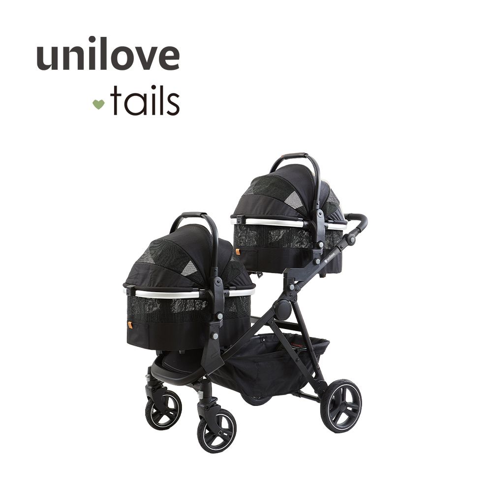 英國 Dlxtour好好推雙籃寵物推車-中提籃M(黑)+中提籃M(黑)