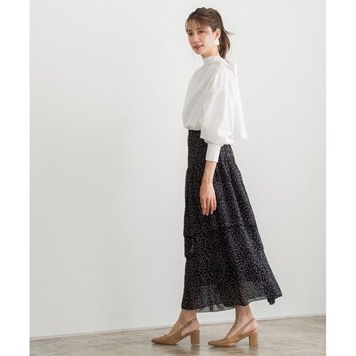 日本 Pierrot - 華麗蝴蝶結泡泡長袖上衣-天使白