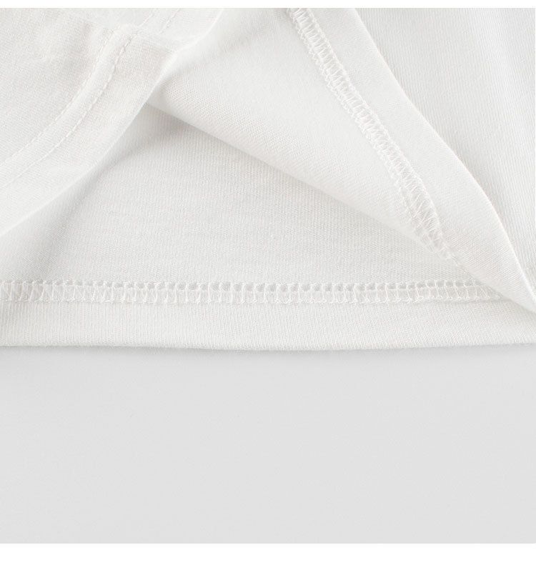 純棉圓領薄長袖上衣-懶惰熊貓-米白+黑