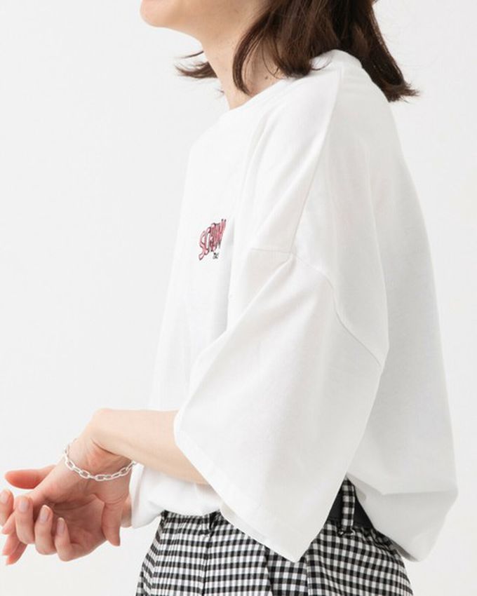 日本 gleam - 美式復古糖果印花寬大風短袖T恤-燕麥灰