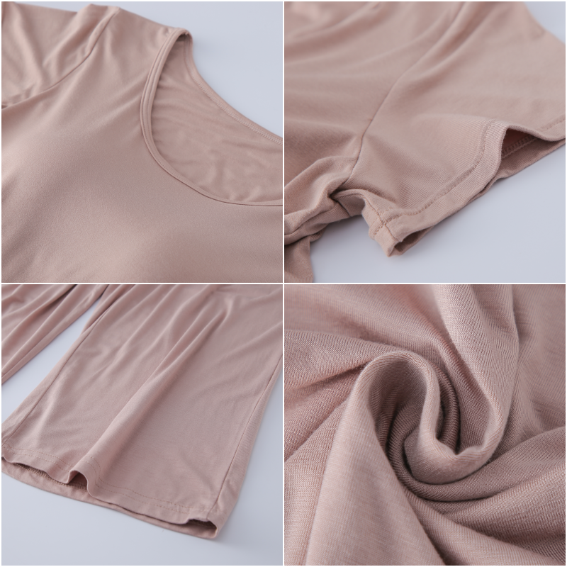 莫代爾柔軟涼感Bra T家居服-七分褲套裝-黑色