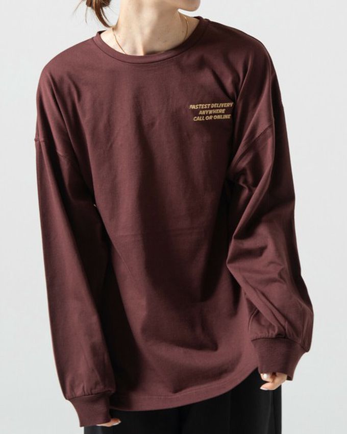 日本 gleam - 俏皮美式漢堡泡棉印花長袖T恤-白x粉紅