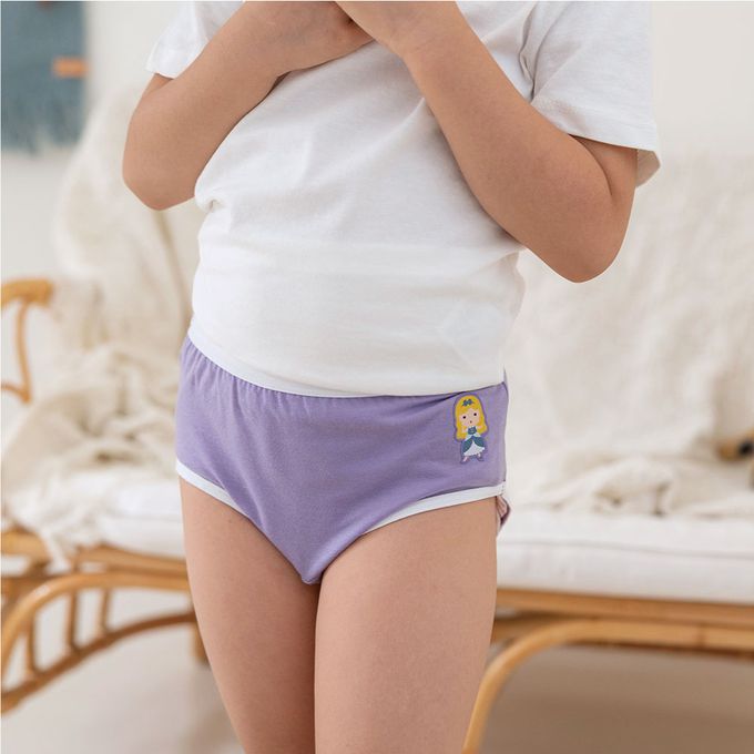 貝柔 Peilou - 天絲棉舒膚平衡童女三角褲-貼布繡-灰姑娘-紫