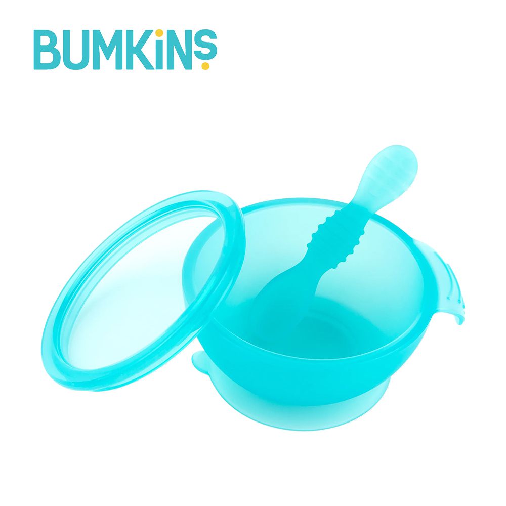 美國 Bumkins - 寶寶矽膠餐碗組 果凍系列-果凍藍