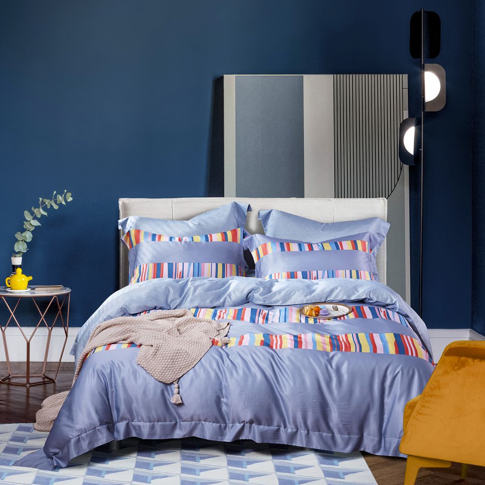 吸濕排汗天絲-嬉戲-雙人床包被套組(含床包*1+被套*1+枕套*2)