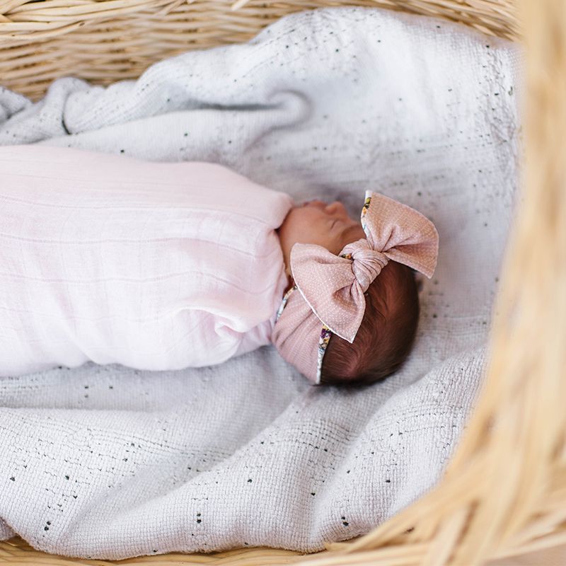 美國baby bling - 純手工超彈/極細緻輕柔/無束縛感蝴蝶結髮帶/髮飾_雙面可戴印花款-春華 (0-5歲適用)