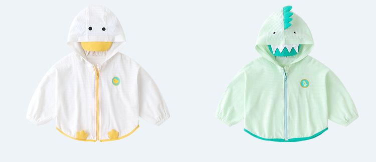 純棉立體造型連帽防曬外套-可愛鴨子-白色