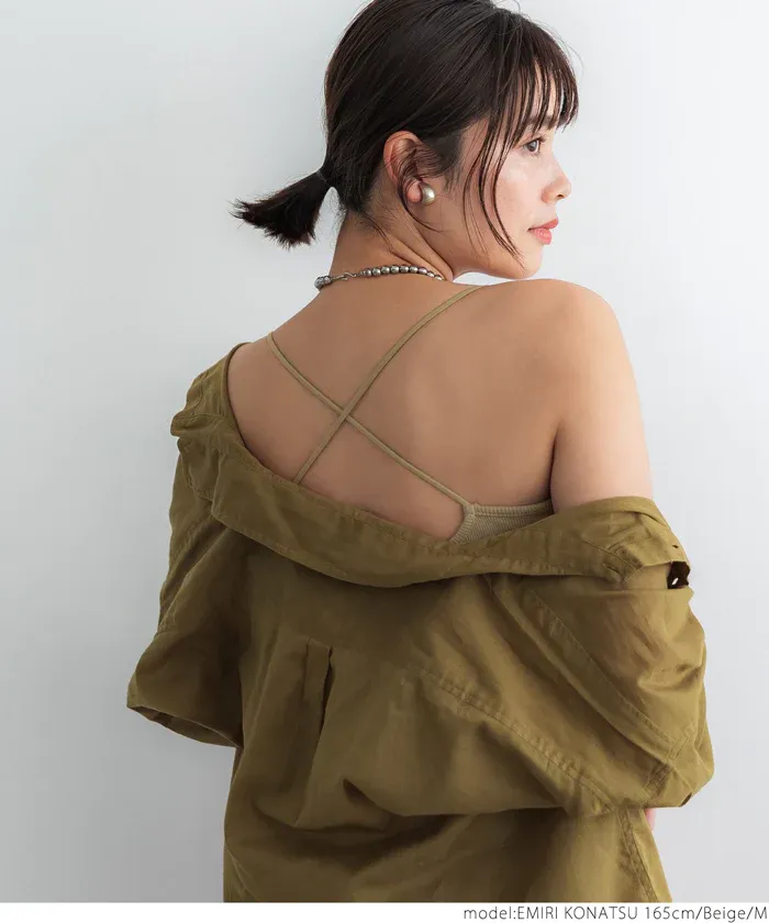 日本 COCA - 後交叉細肩帶小可愛/內搭(附bra)-黑