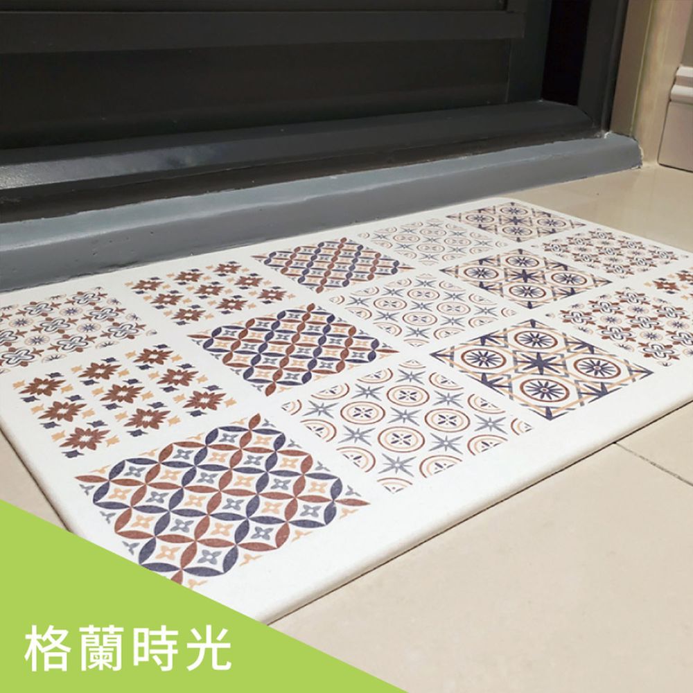 花磚印象超薄矽藻土/珪藻土地墊/2入組-日本板材-格蘭時光 (L)-45x30x0.6cm