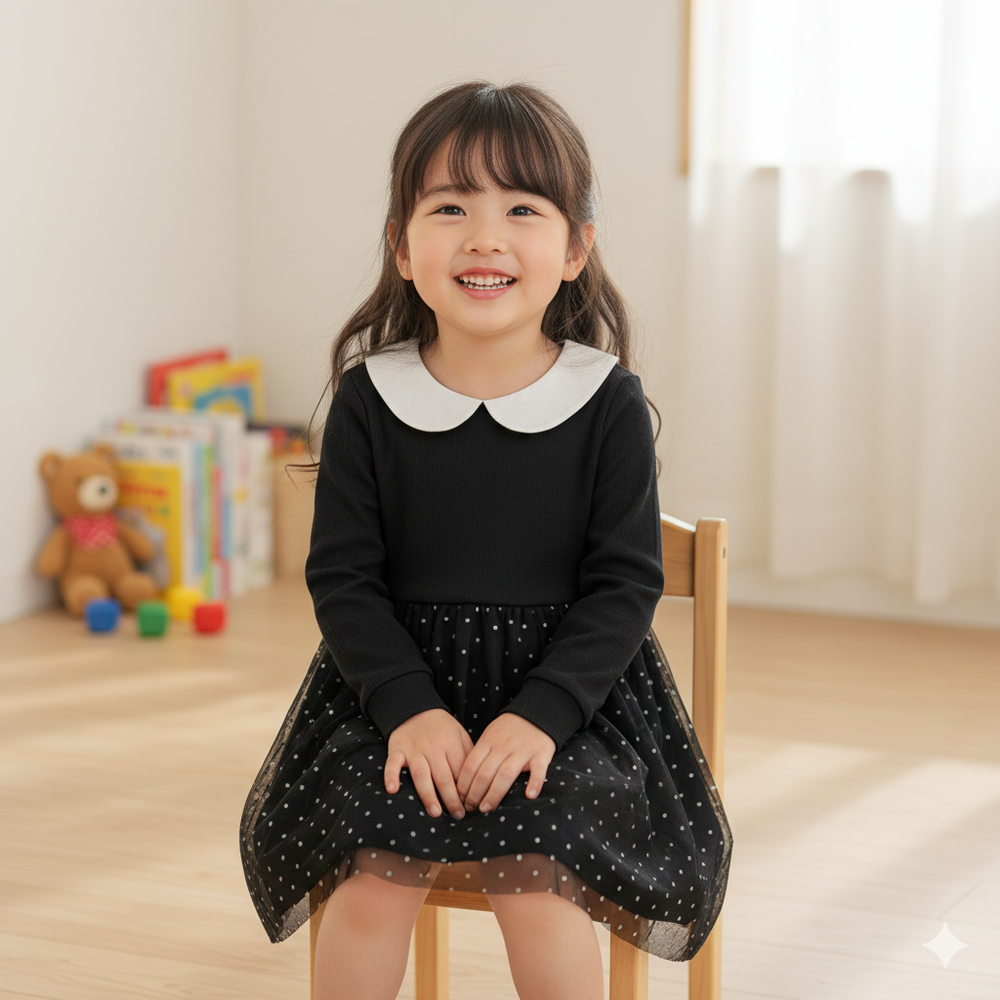 假兩件洋裝-黑色