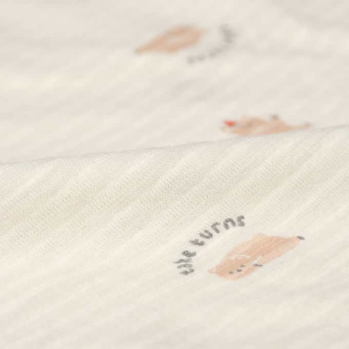 akachan honpo - 穿衣練習 短袖家居服-套頭式 小熊-象牙白色