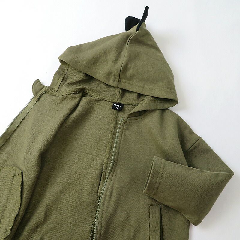 日本 ZOOLAND - 純棉動物耳朵薄外套-狐狸-橘