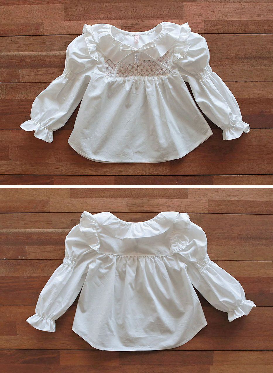 韓國 PuellaFLO - (現省50元)抓皺荷葉上衣+蕾絲蝴蝶結網紗褲裙-白上衣X粉紅紗裙