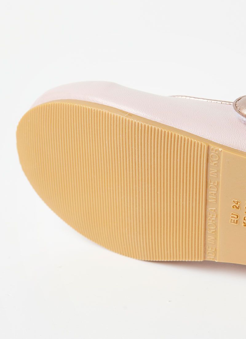 韓國 OZKIZ - 細鑽點綴愛心魔鬼氈皮鞋-淺粉