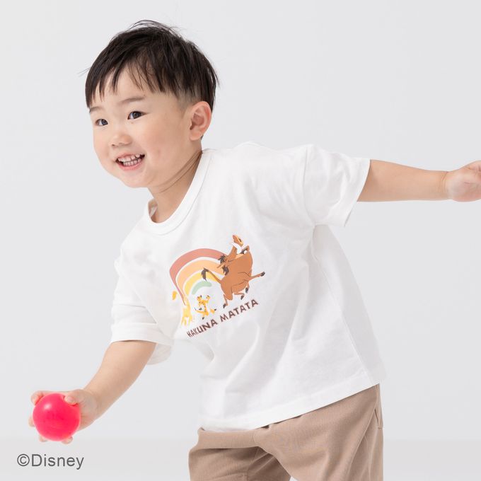 日本 Chil2 - 迪士尼聯名 純棉短袖上衣-獅子王角色-磚紅