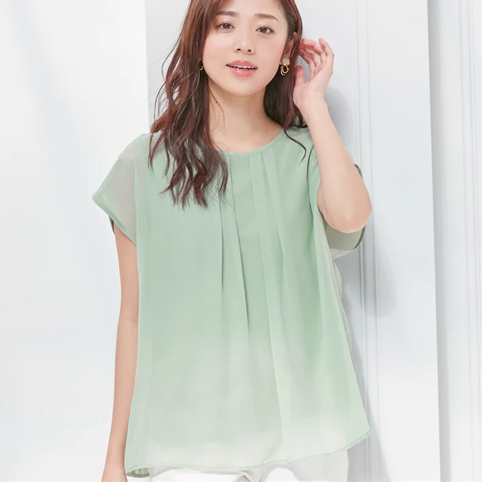 日本 BELLUNA - 防曬涼感 五機能抓皺層次感短袖上衣-薄荷