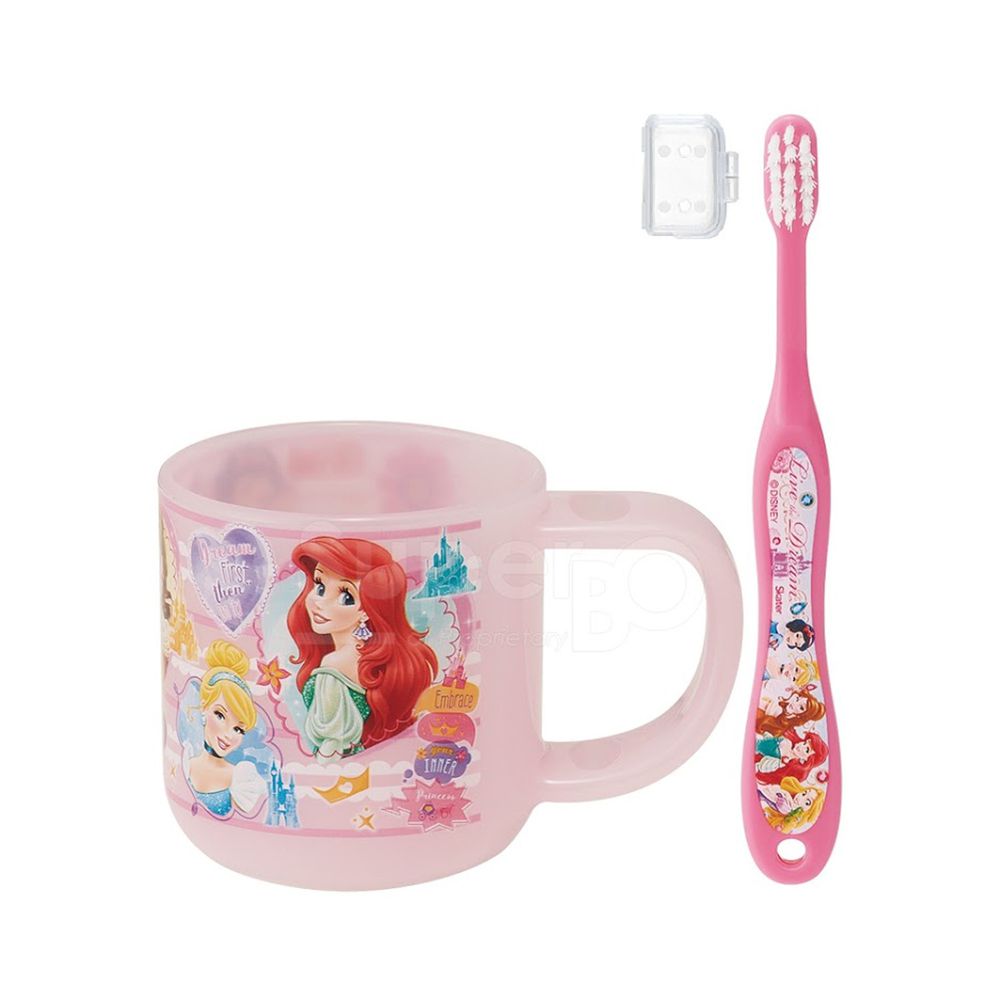 日本 SKATER - 牙刷杯組(含牙刷)-迪士尼公主-3-5歲適用