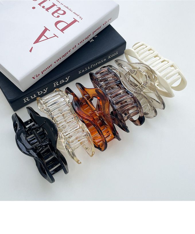 韓國 Soo&Soo - 鏤空波浪造型髮夾/抓夾-白