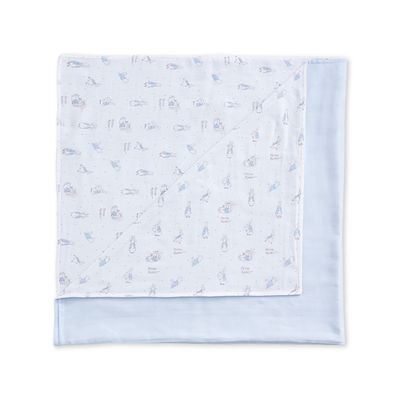 奇哥 - 比得兔紗布大浴巾 100x100cm(純棉紗布 手帕 拍嗝巾 澡巾 寶寶蓋被)-水藍色