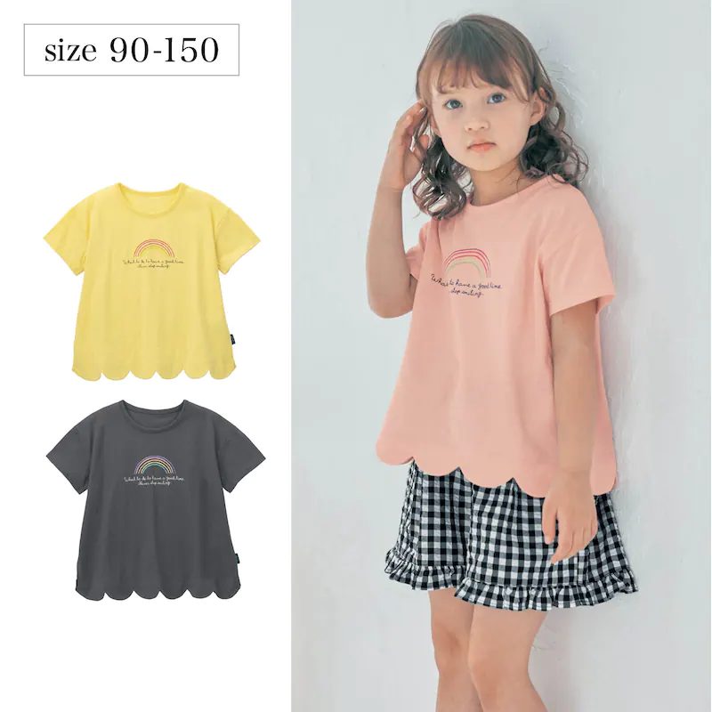 日本千趣會 - GITA 花朵衣襬印花短T-彩虹-黃