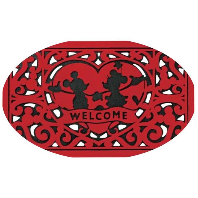 日本 SETO CRAFT - 出清 米奇 Mickey &米妮 Minnie 玄關腳踏墊-紅色-商品尺寸：760×460×10mm  重量：2000g