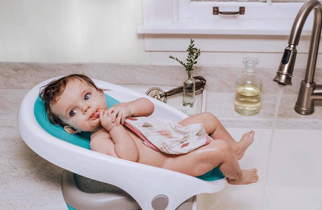 Summer Infant - 可調式時尚摺疊洗澡躺椅-藍色