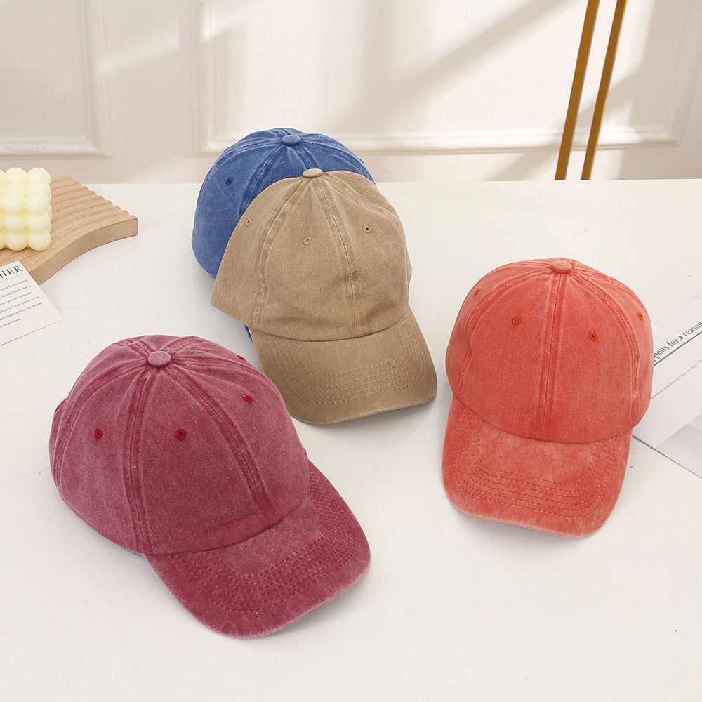 復古水洗風百搭休閒遮陽棒球帽-橘色 (57cm)