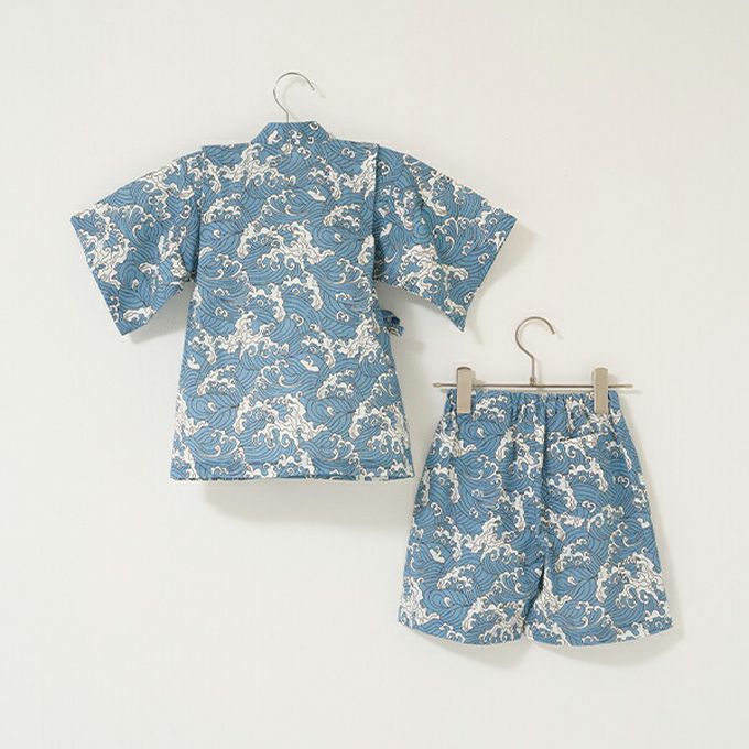 日本 b-ROOM - 100%棉 夏季甚平套裝-柳垂紋-灰黑