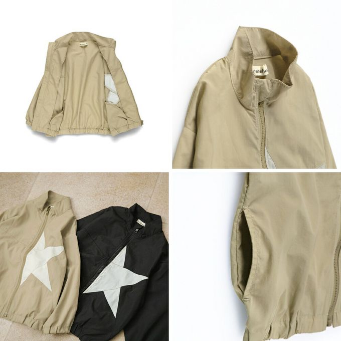 日本 BRANSHES - 潑水加工 率性星星尼龍風衣外套-炭灰