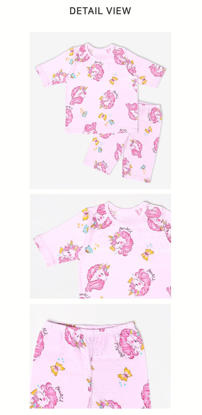 韓國 Mellisse - 韓製輕薄透氣7分袖家居服(無螢光棉)-粉紅獨角獸