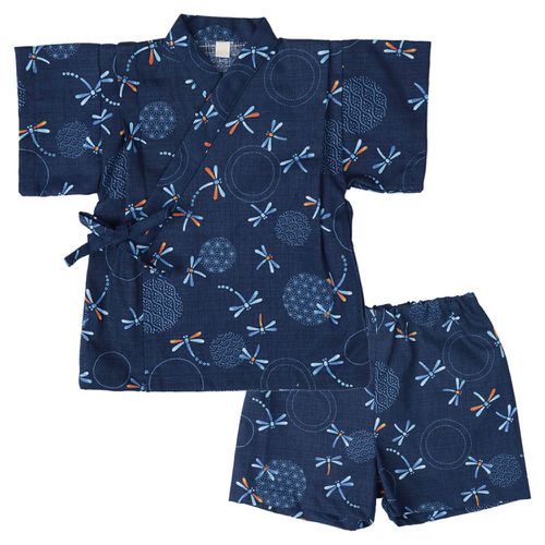 akachan honpo - 兩件式甚平-蜻蜓-深藍色-日本製